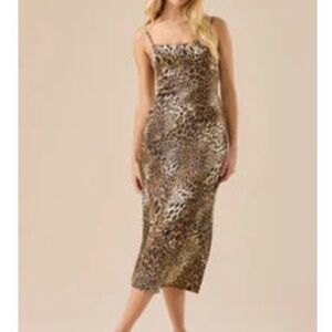 Altar'd State Leopard Print Slip Midi Dress - Brown/Black